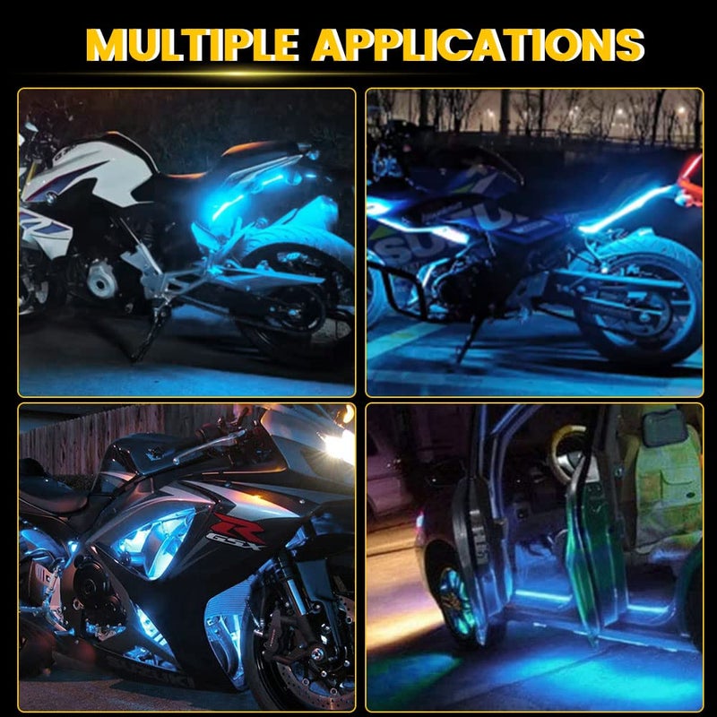 YM EBright YM E-Bright Led Strip Lights for Cars 27CM 5050 15SMD 300Lumen Waterproof Car Underglow Lights- Motorcycles Golf Cart Boat Led Interior Exterior Lights Strip Decoration DC-12V Ice Blue,Pack of 4 - Image 2